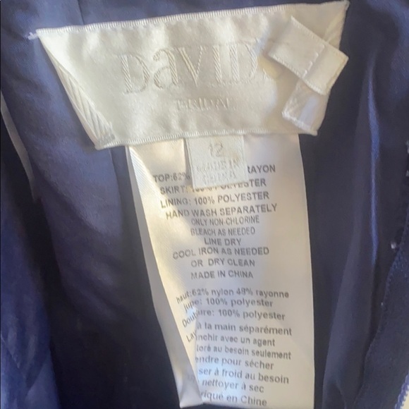 Navy Cap Sleeve David’s Bridal Bridesmaids Dress - Picture 13 of 16